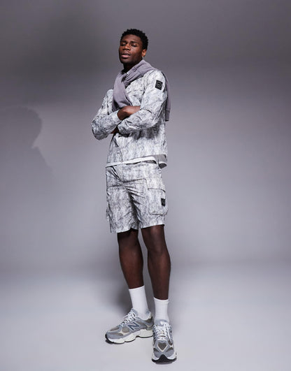 Co-Ord Faded Camo Print Cargo Shorts