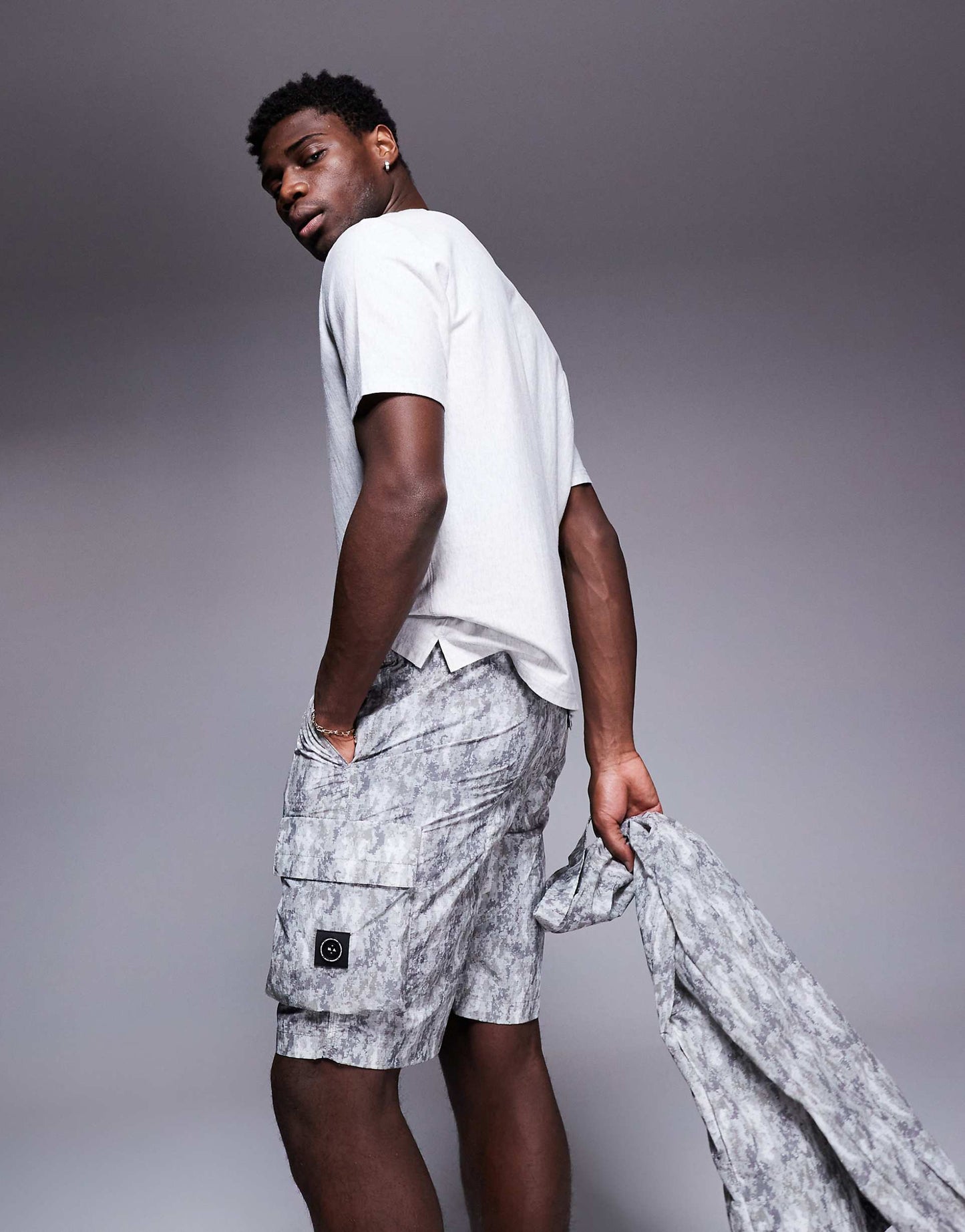Co-Ord Faded Camo Print Cargo Shorts