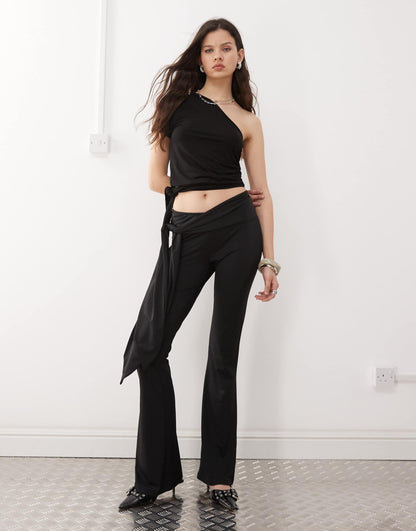 Slinky One Shoulder Tie Side Top Co-Ord