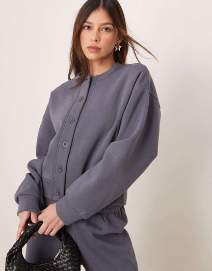 Sweat Crew Neck Cardigan Co Ord