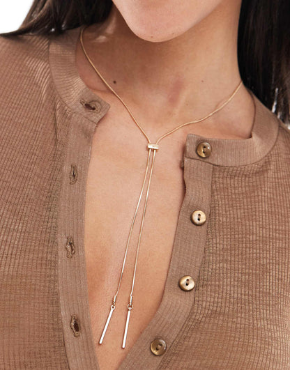 Lariat Necklace With Fine Snake Chain Detail