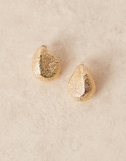 Stud Earrings With Textured Molten Design