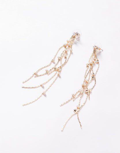 Drop Earrings With Tassels And Faux Micro Pearl Detail