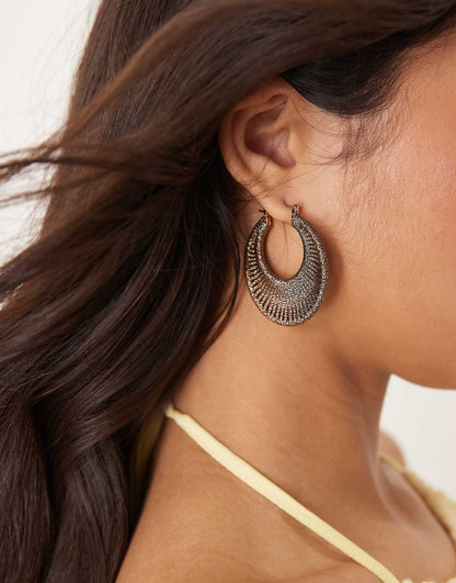 Hoop Earrings With Weave Detail