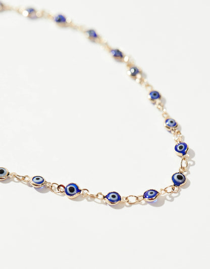 Curve Short Necklace With Eye Chain