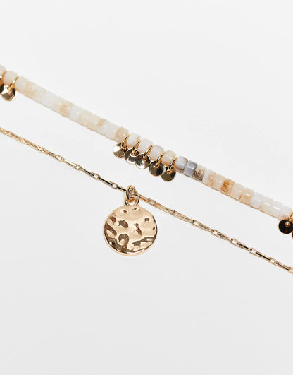 Pack Of 2 Necklaces With Bead And Disc Detail