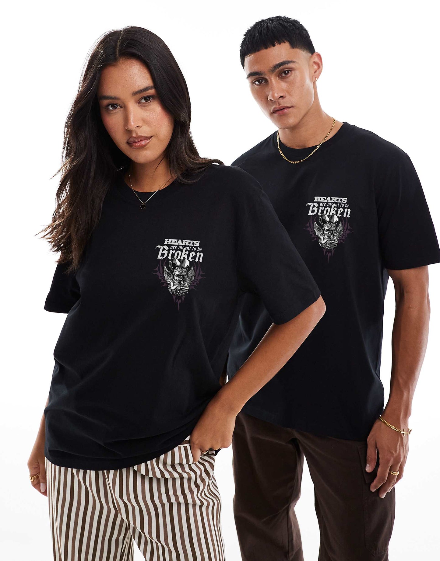Heart Front And Back Print Relaxed T-Shirt