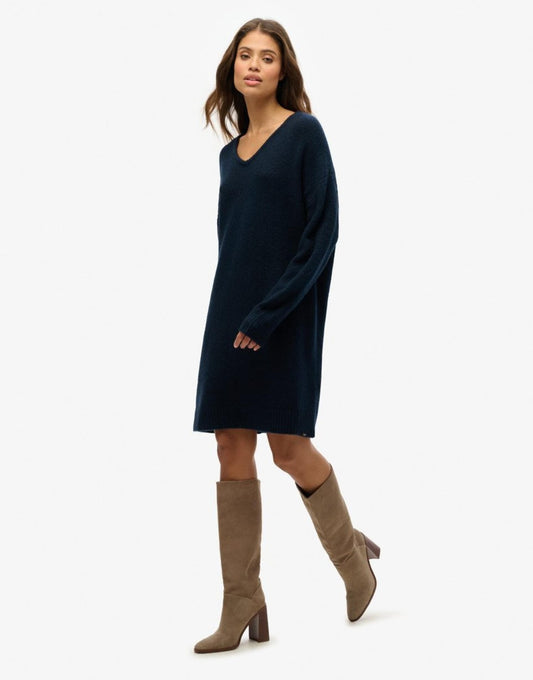 Oversized V Neck Jumper Dress