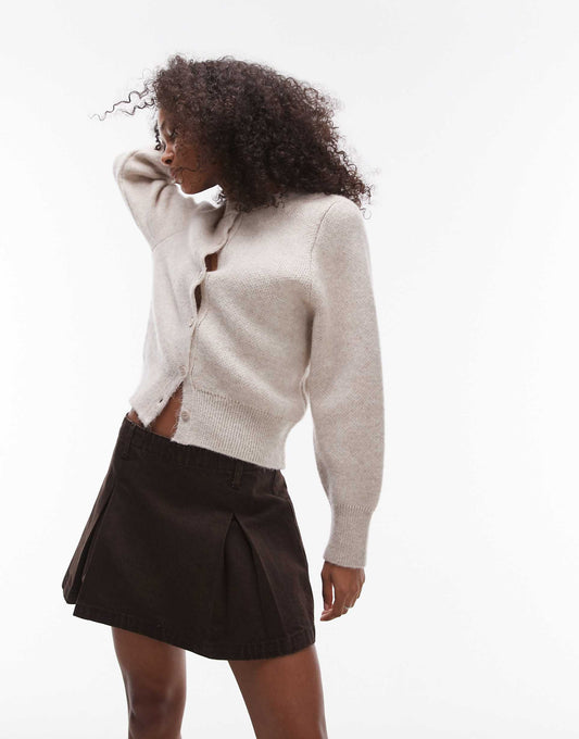 Denim Box Pleat Mini Skirt