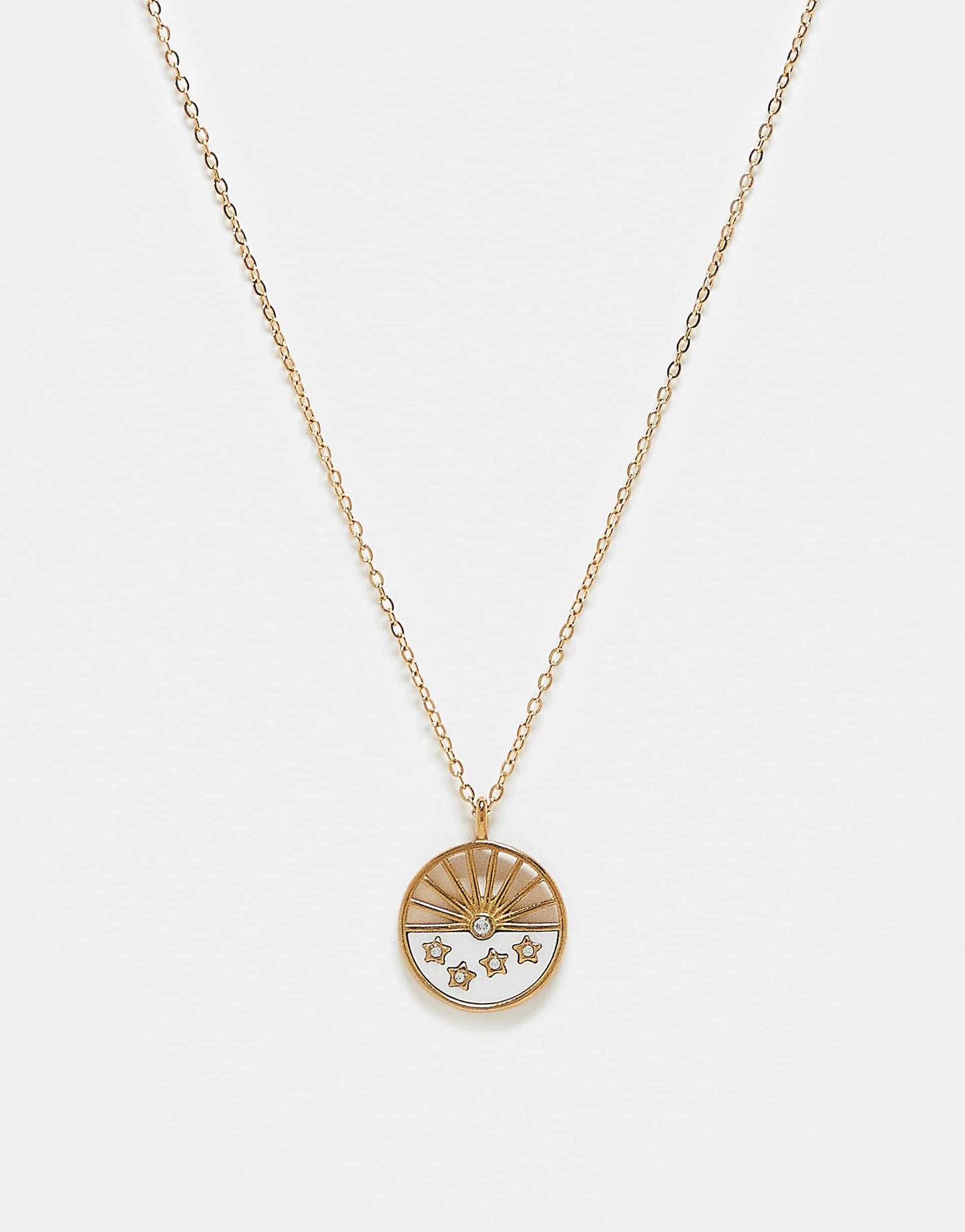 Unisex Chain Necklace With Moonstone And Stars