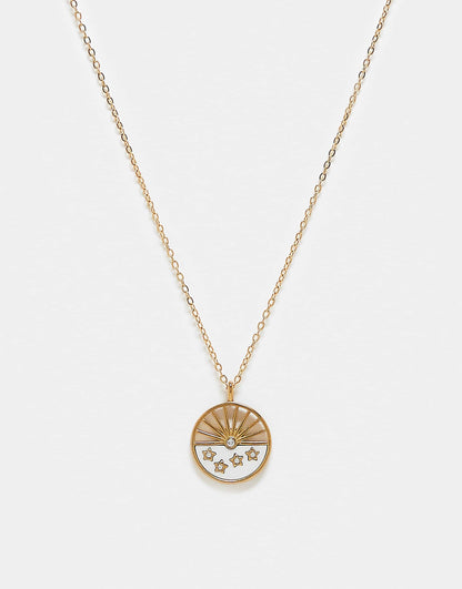 Unisex Chain Necklace With Moonstone And Stars