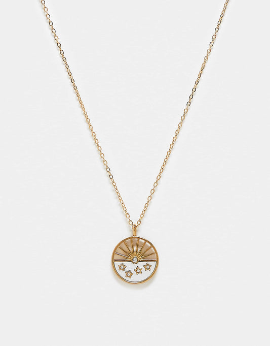 Unisex Chain Necklace With Moonstone And Stars