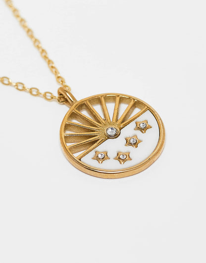 Unisex Chain Necklace With Moonstone And Stars