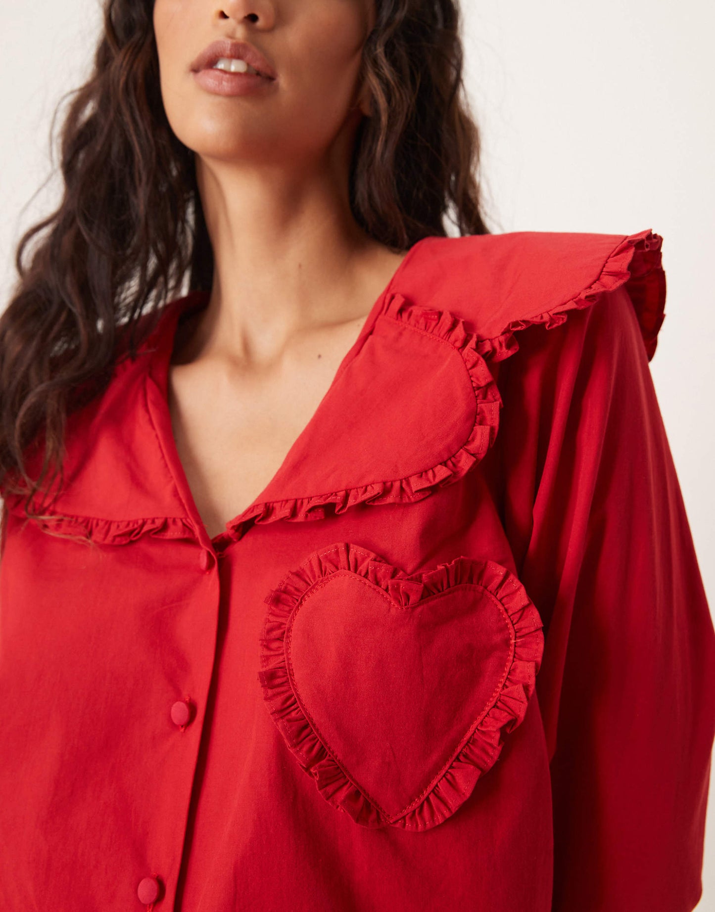 Cotton Heart Pocket Pyjama Shirt Co Ord