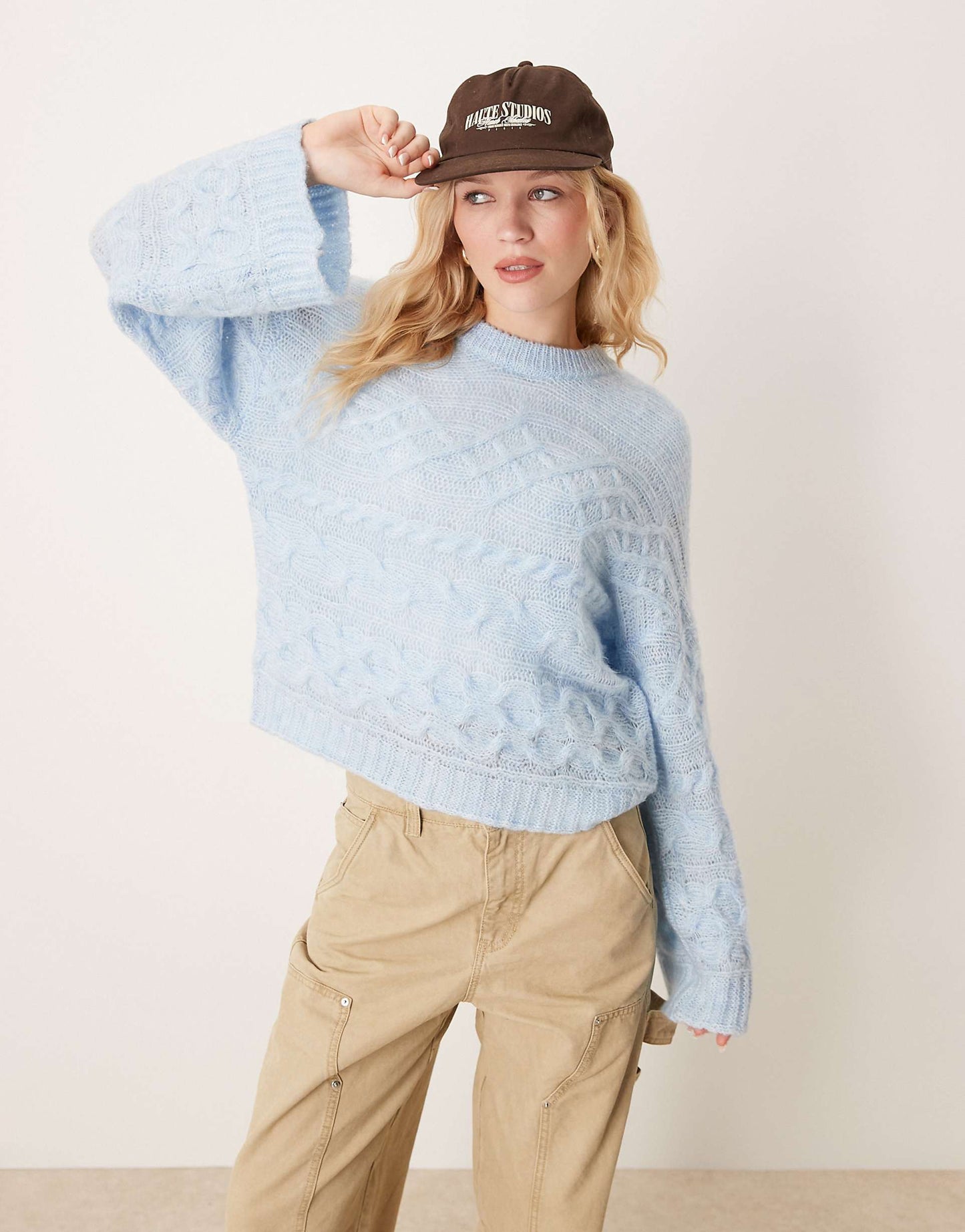 3D Cable Knit Jumper With Wide Cuff