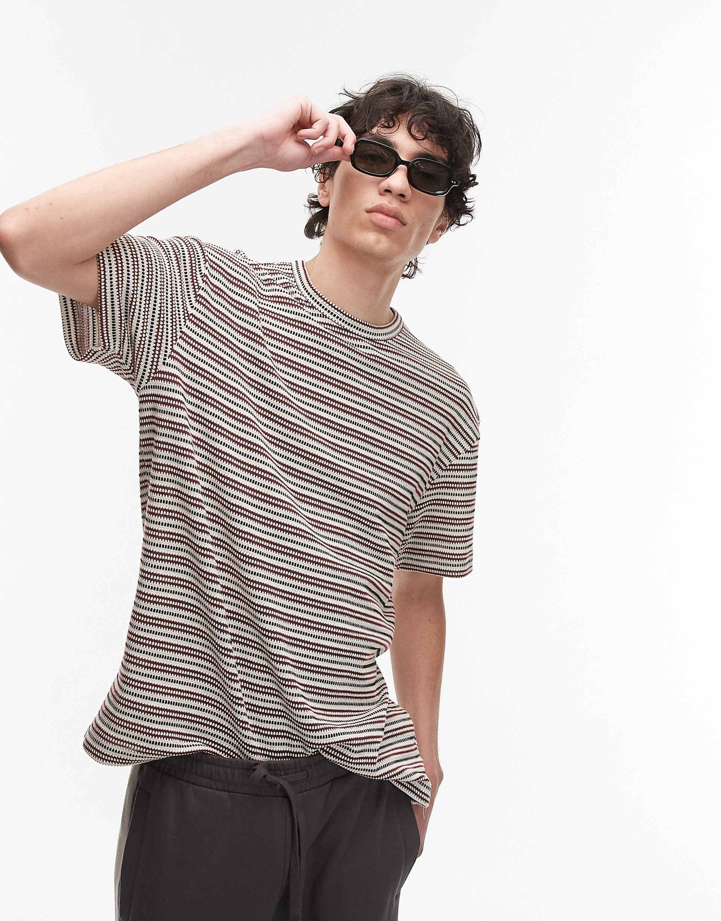 Oversized Fit T-Shirt With Knitted Stripe