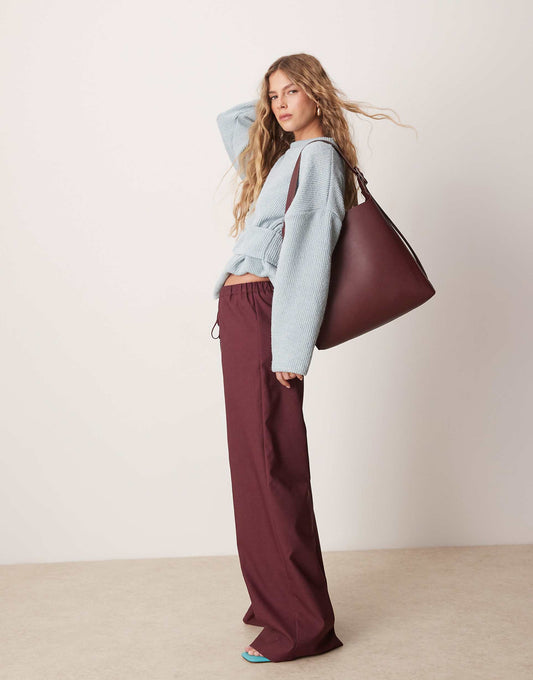 Tailored Wide Leg Pull On Trouser