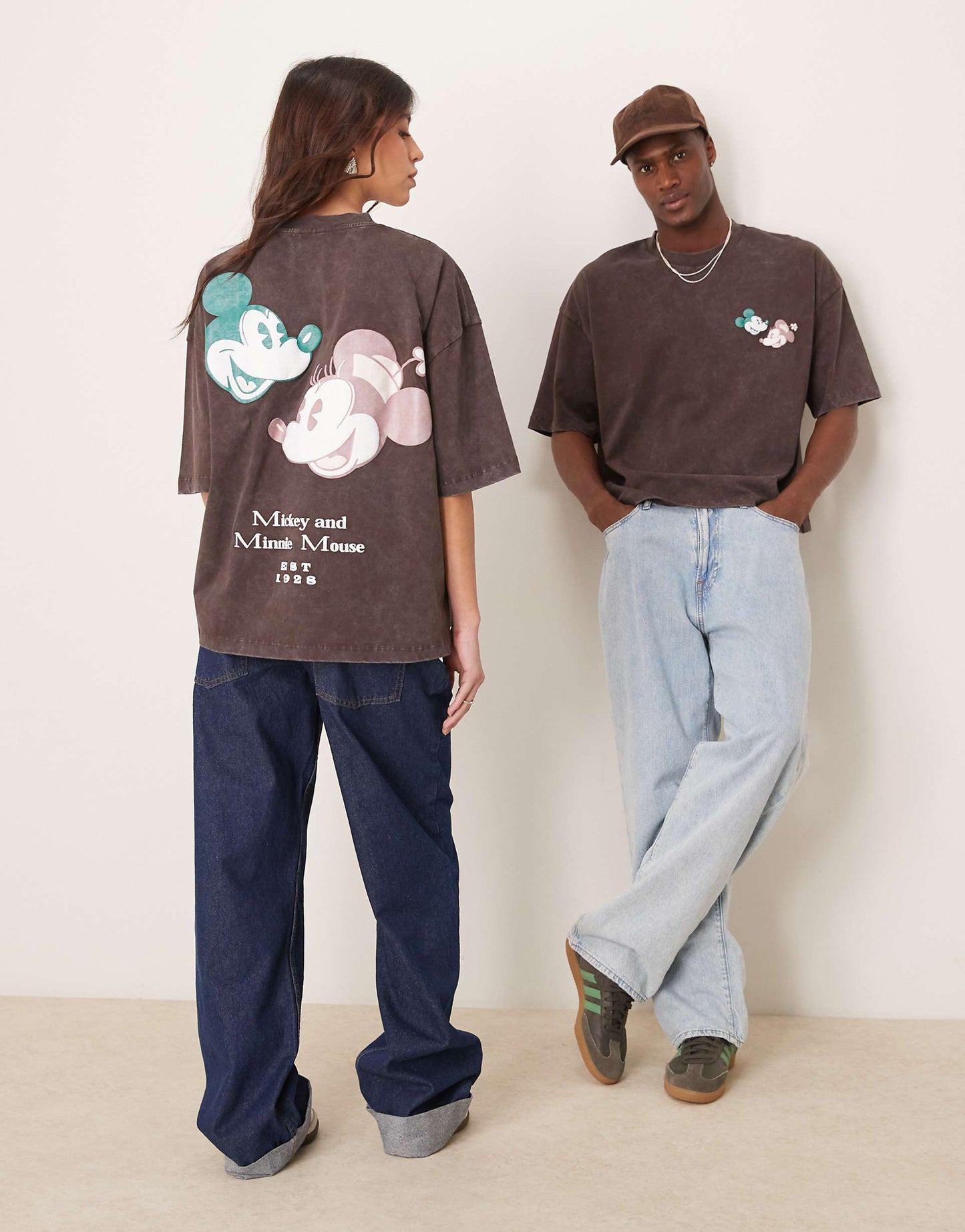 Disney Boxy Oversized T-Shirt With Mickey Mouse & Minnie Mouse Prints