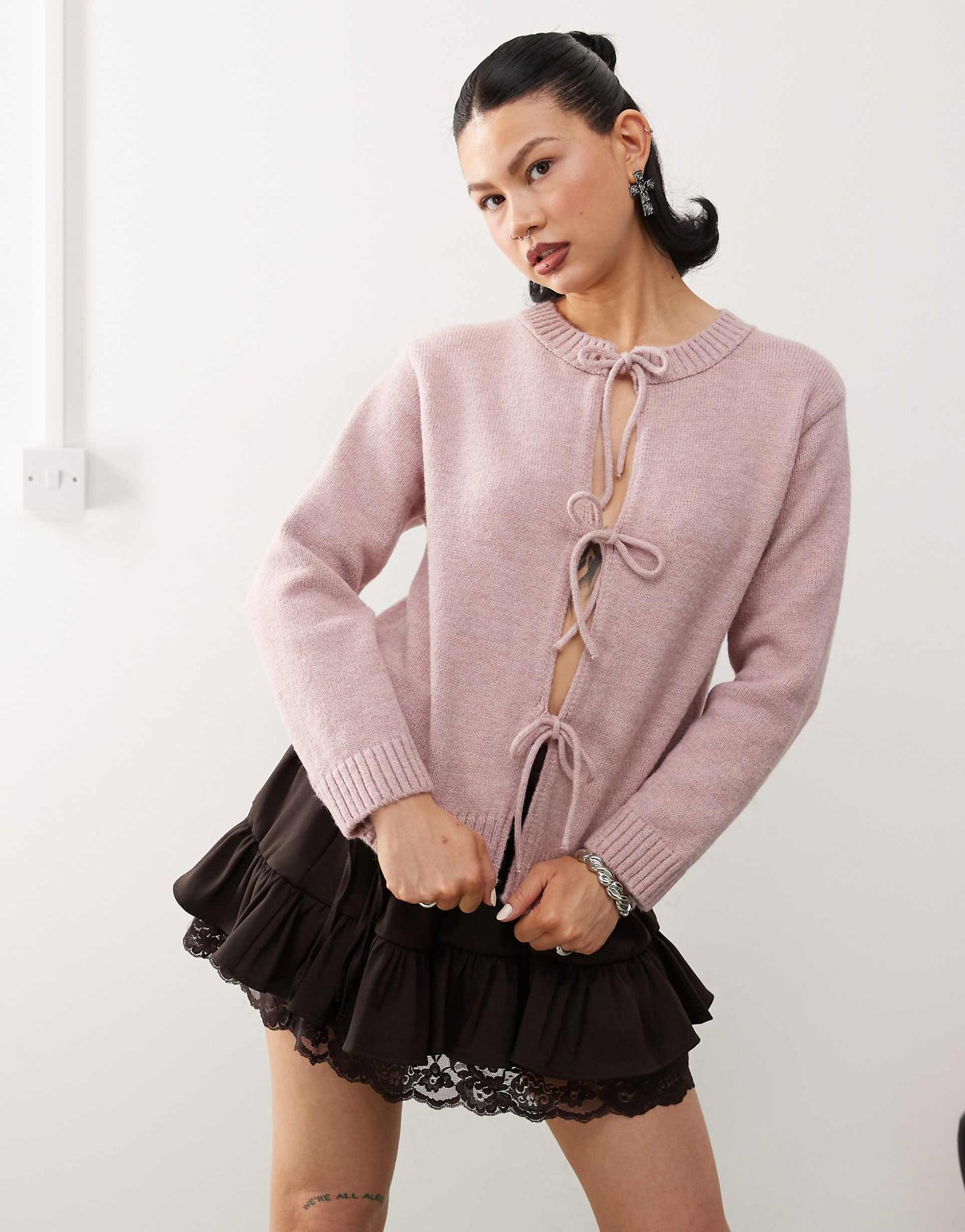 Bow Tie Front Knitted Cardigan