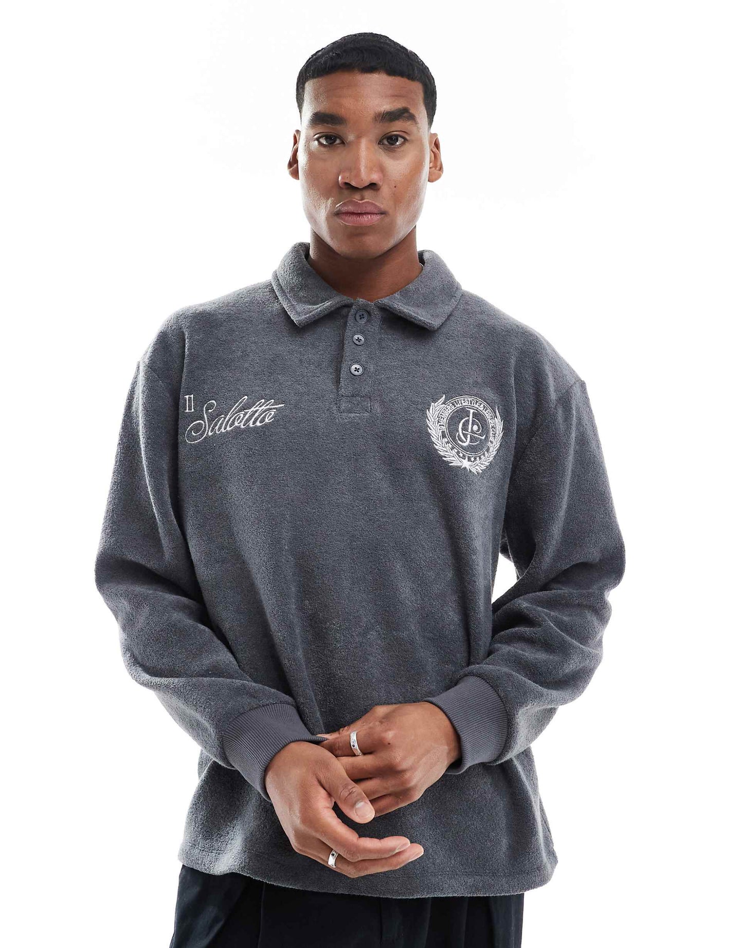 Oversized Polo Sweatshirt With Embroidery