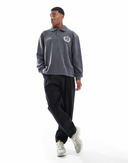 Oversized Polo Sweatshirt With Embroidery