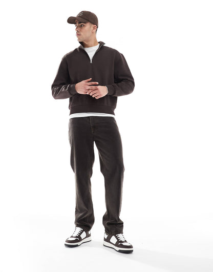 Oversized Boxy Quarter Zip Sweatshirt