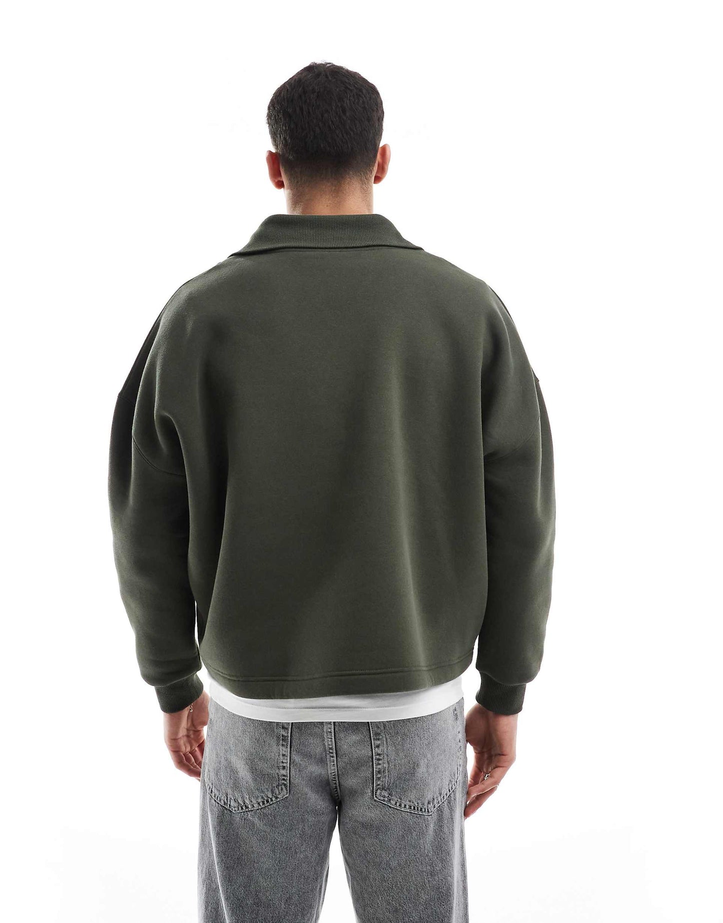 Polo Sweatshirt With Ribbed Collar