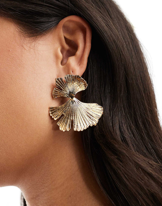 Statement Double Fan Drop Earrings