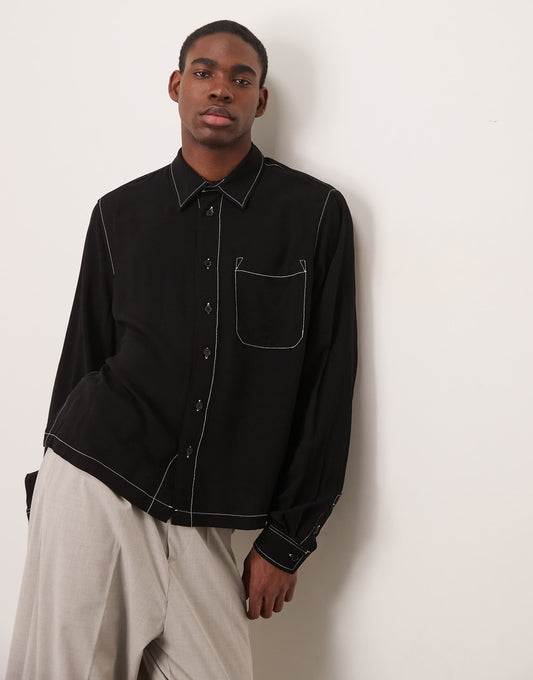 Relaxed Boxy Shirt With Contrast Stitching