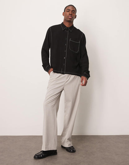 Relaxed Boxy Shirt With Contrast Stitching