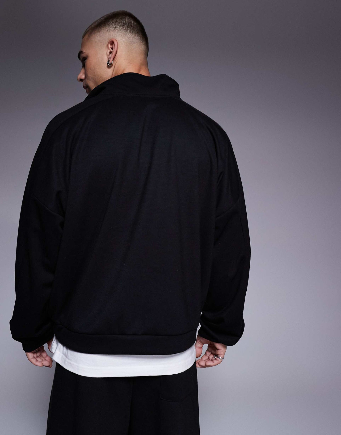 Co-Ord Oversized Dropped Shoulder Boxy Hoodie With Zip Funnel Neck