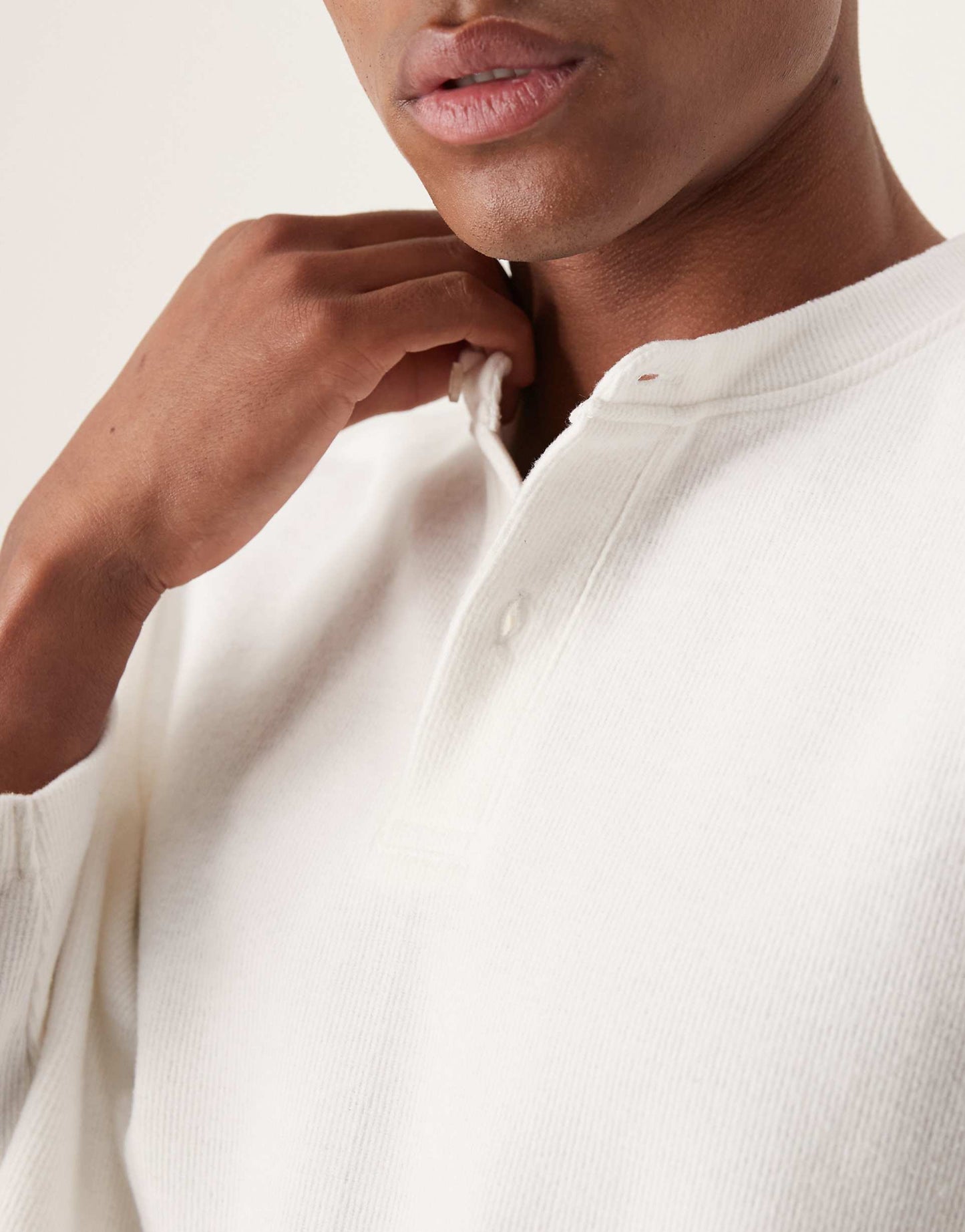 Super Oversized Cropped Heavyweight Rib Henley Jumper