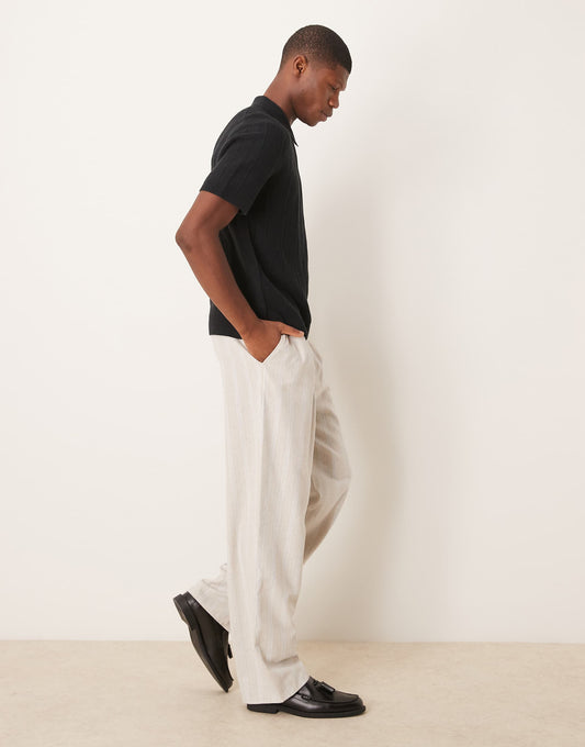 Wide Smart Trousers With Brushed Texture