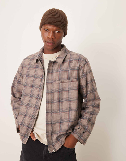 Relaxed Boxy Zip Through Shacket