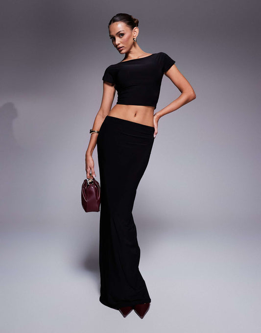 Slinky Low Back Top & Column Maxi Skirt Co-Ord