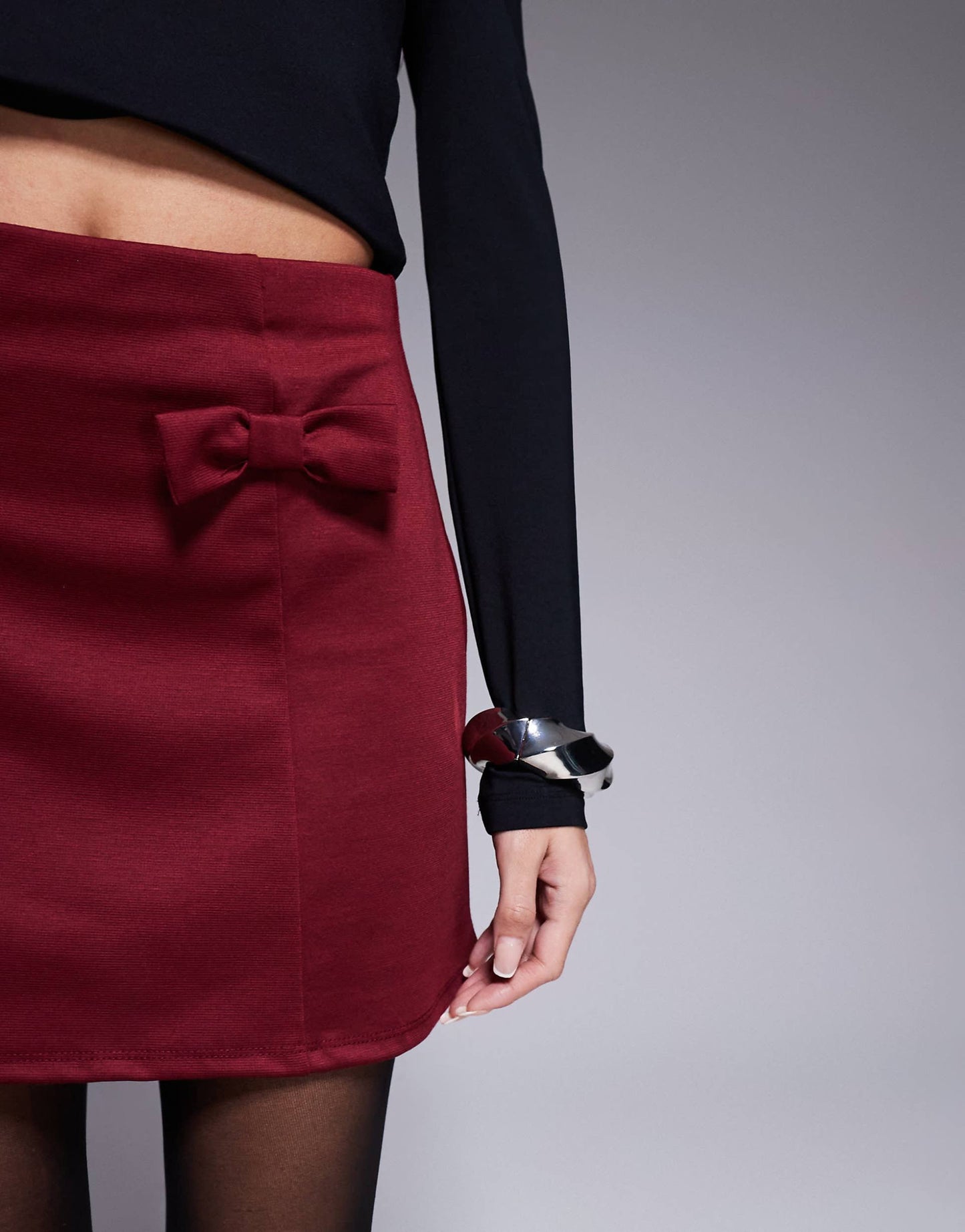 A-Line Mini Skirt With Bow Details