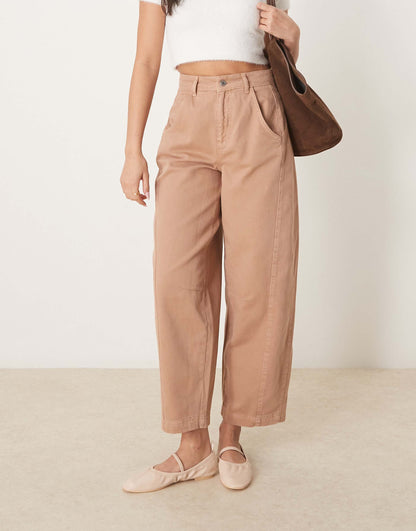 Cropped Barrel Leg Trouser With Side Panel