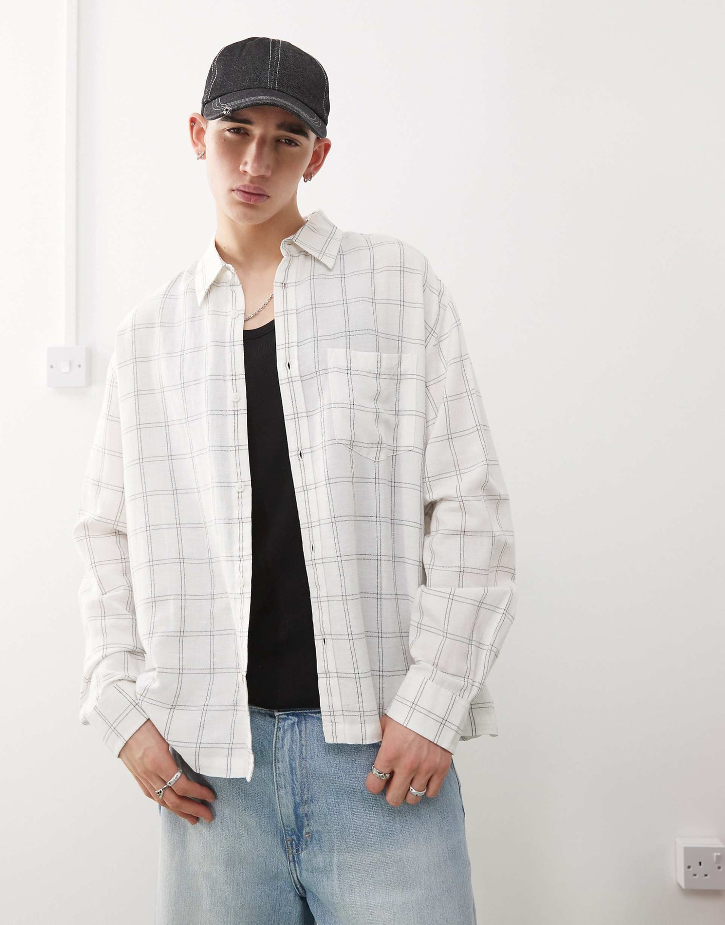 Linen Blend Oversized Long Sleeve Shirt