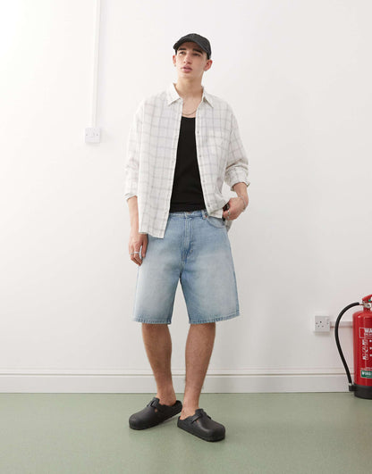 Linen Blend Oversized Long Sleeve Shirt