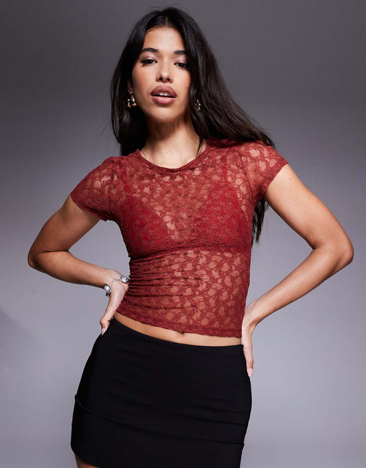 Lace Short Sleeve Baby Tee