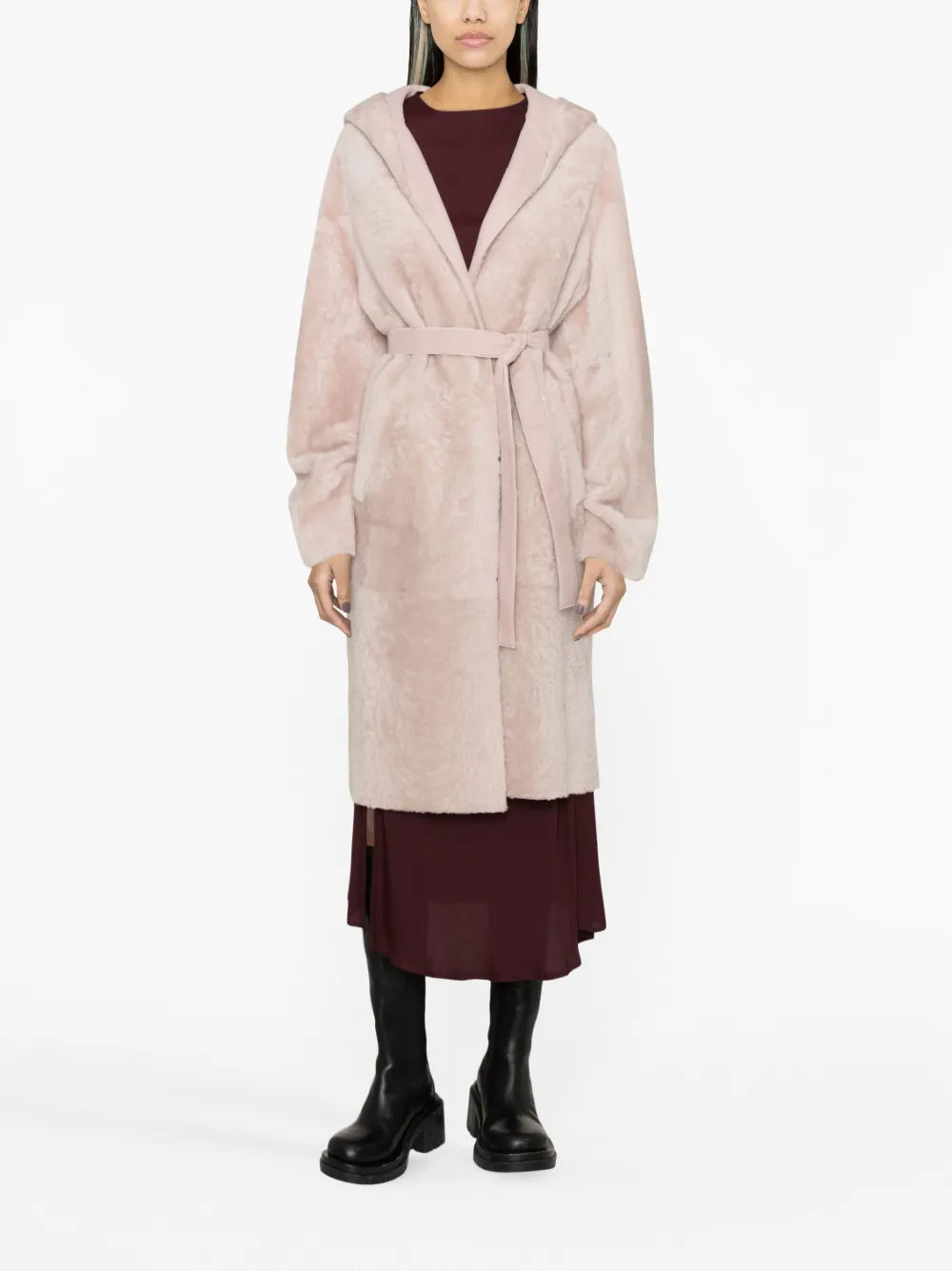 Reversible Belted Shearling Coat