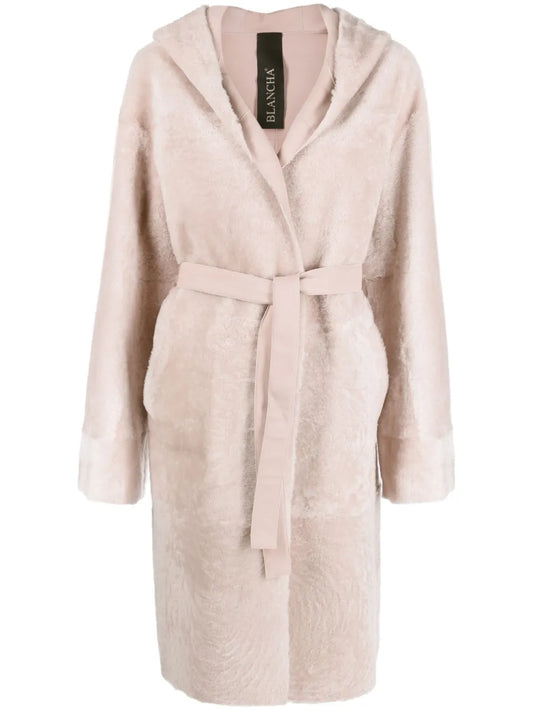 Reversible Belted Shearling Coat