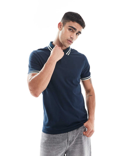Pique Polo With White Tipping