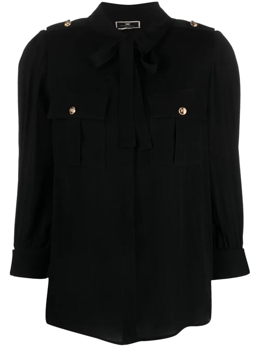 Pussy-Bow Collar Shirt