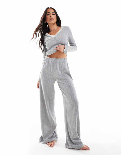 Pointelle Wide Leg Trouser Co Ord