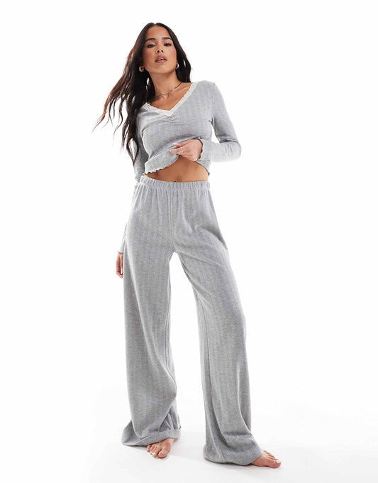 Pointelle Wide Leg Trouser Co Ord