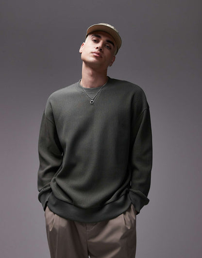 Oversized Fit Ottoman Crew Sweatshirt