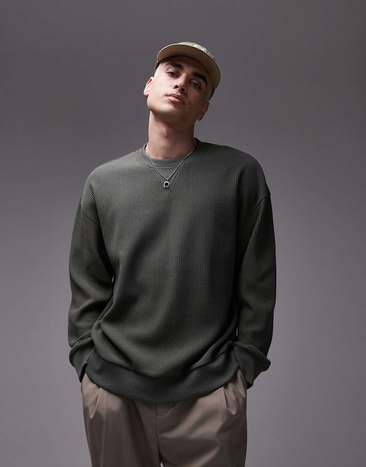 Oversized Fit Ottoman Crew Sweatshirt