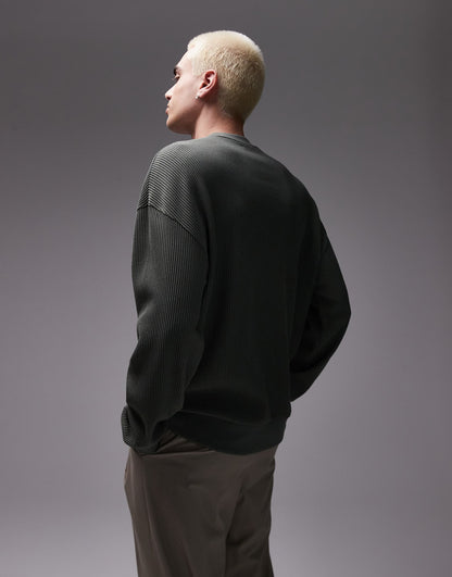 Oversized Fit Ottoman Crew Sweatshirt