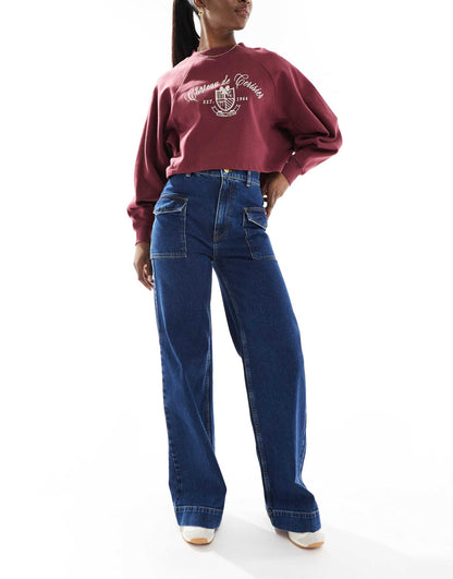 Wide Leg Jean With Patch Pockets